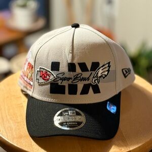 New Era Beige and Black Super Bowl LIX Hat. Eagles and KC